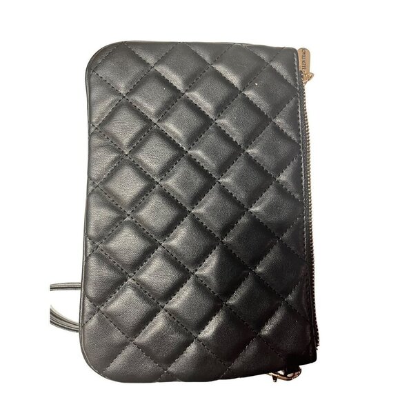 nwt black diMOND PATTERN CLUTCH PURSE WITH STRAP INSIDE POCKETS - Picture 8 of 8